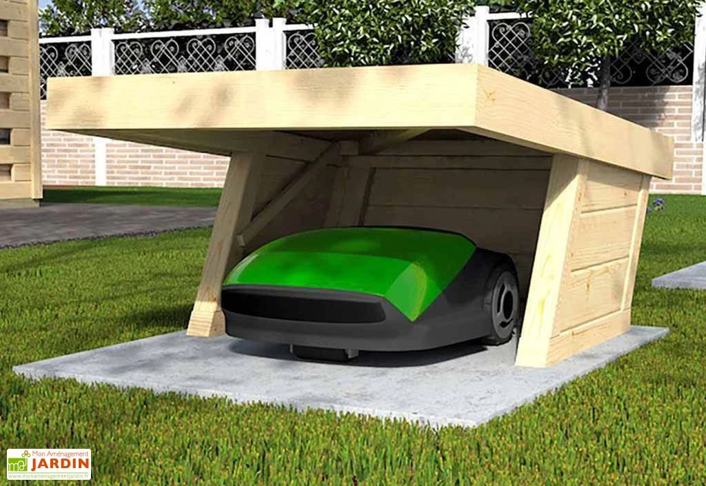 Abri Pour Robot Tondeuse En Bois D’Épicéa Brut Toit Relevable