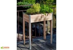 Bac Potager Sur Pied En Bois Douglas Et Aluminium 65 X 35 X 80 Cm